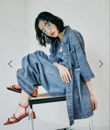 [렙심] BIG 데님 5부 튜닉 셔츠