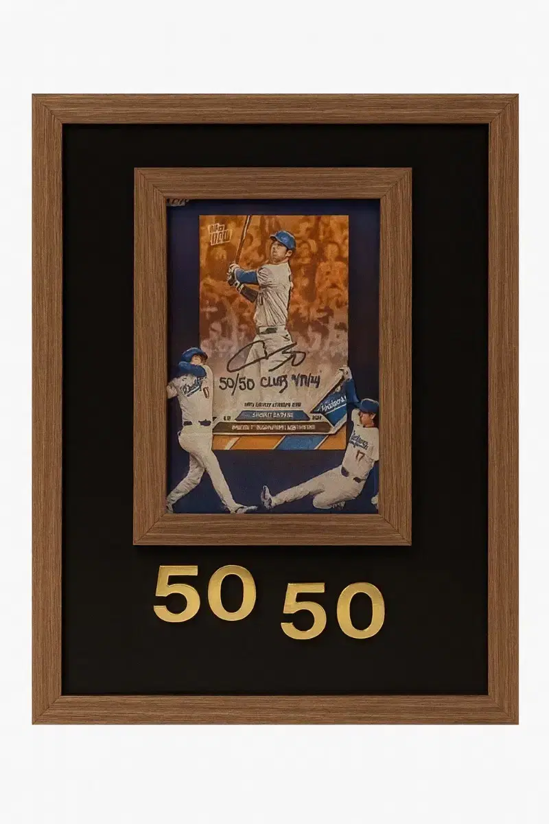 [50/50 클럽 기념 액자] 오타니 사인 카드 장식  23x32cm