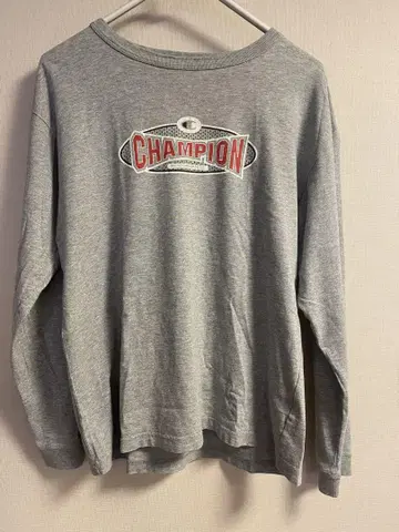 Champion 그레이 긴팔 롱T 단색 택