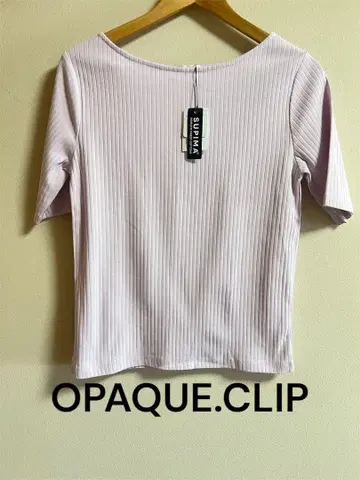 미사용 새상품 OPAQUE.CLIP 옅은 핑크 퍼플 반팔 티셔츠 38M