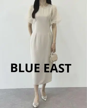 BLUEEAST 벌룬 슬리브 자카드 원피스 택 포함 새상품