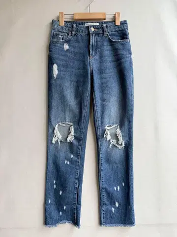 ZARA 자라 여성용 데미지 청바지 데님 스트레이트