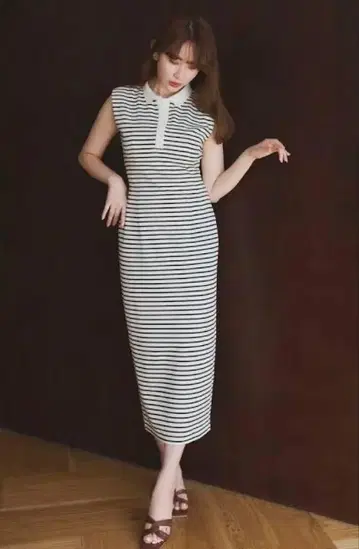 herlipto 프렌치 슬리브 폴로 롱 드레스 M