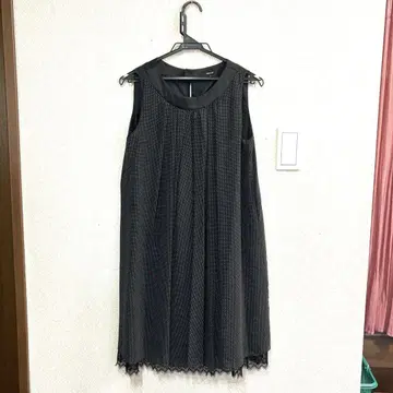 COMME CA ISM 민소매 튜닉 L 블랙 도트무늬