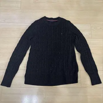 Tommy Hilfiger 케이블 니트 스웨터 긴팔 다크 그레이