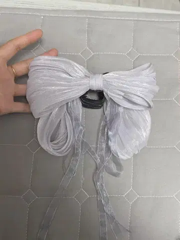 실버 리본 모양 웨딩 베일