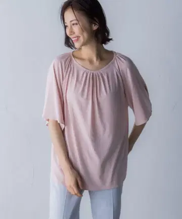 새상품급 로트레아몽 5부 소매 티셔츠 38M 반팔 티셔츠 블라우스