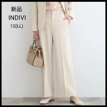 [새상품] INDIVI 팬츠 와이드 팬츠 허리밴딩 여유핏 깔끔 화이트