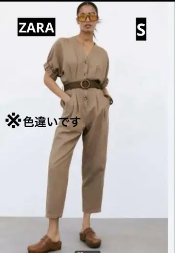 ZARA ] 점프수트 올인원 벨트 카키 S