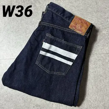 컨디션 최상 다크 네이비 모모타로 청바지 W36 데님 팬츠 밑단 미수선