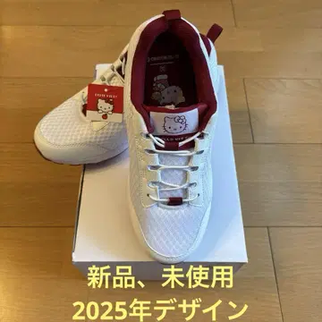 새상품, 미사용 헬로키티 폭넓은 4E 스티치 디자인 스니커즈 23.5cm