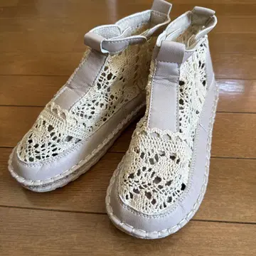 여성용 썸머 메쉬 부츠 꽃무늬 레이스 23cm 미사용 새상품