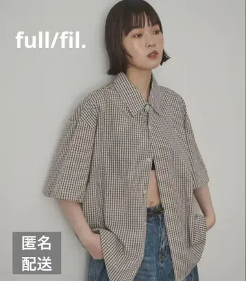 체크 무늬 반팔 셔츠 full/fil.