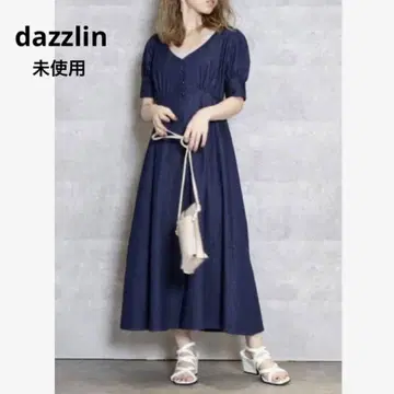 [미사용] dazzlin 백 바이컬러 리본 원피스 데님 원피스