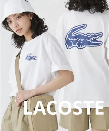 LACOSTE 로고 프린트 티셔츠 화이트