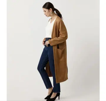 [새상품급!] AZUL by moussy 페이크 스웨이드 노카라 롱 코트