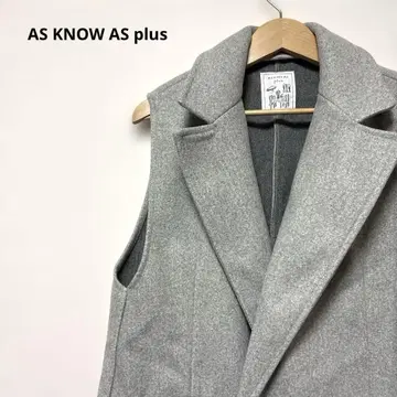 AS KNOW AS plus 더블 버튼 울리 롱 베스트 자켓