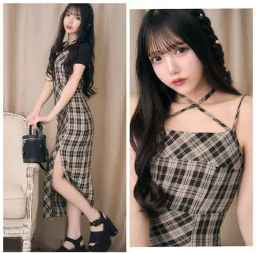 미셸 마카롱 앙상블 체크 원피스