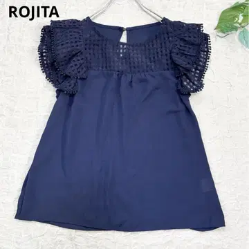 ROJITA 로지타 프릴 소매 쉬폰 블라우스 네이비 M 사이즈