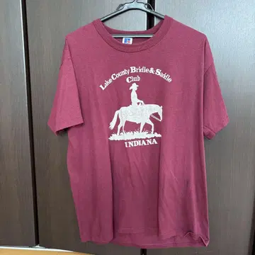 RUSSELL ATHLETIC 버건디 티셔츠 L 레드