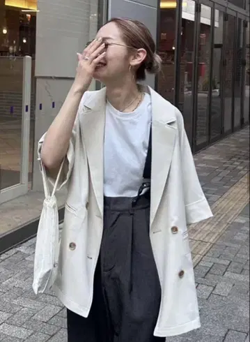 [ PON테라 기획 ] 테크 린넨 반팔 자켓