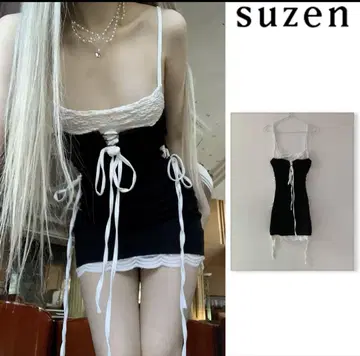 suzen 슬리브리스 미니 원피스 블랙/화이트