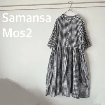 Samansa Mos2 깅엄 체크 원피스 화이트 블랙