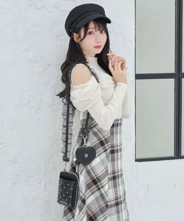 Ros Muse 오간자 프릴 미니 숄더 블랙