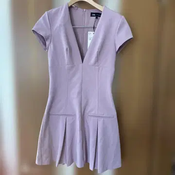 ZARA 연보라 반팔 미니 원피스 XS