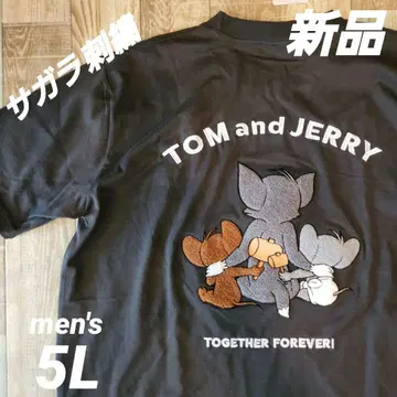 새상품 톰과 제리 티셔츠 5L 백 프린트 사가라 자수 반팔
