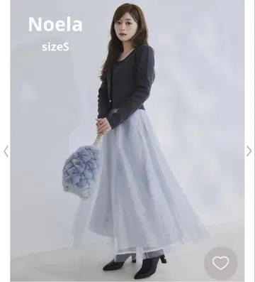 Noela 스팽글 튤 스커트 반짝이 롱 기장 색스 S