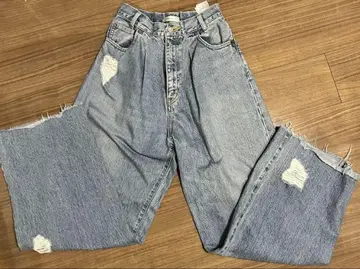 MOUSSY 데미지 라이트 블루 데님