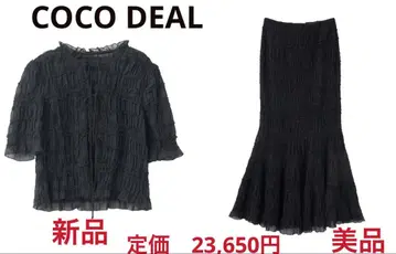 COCO DEAL 티어드 리본 블라우스 머메이드 스커트 블랙 새상품
