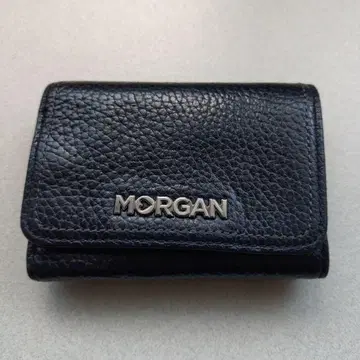 MORGAN 블랙 가죽 3단 폴더형 지갑