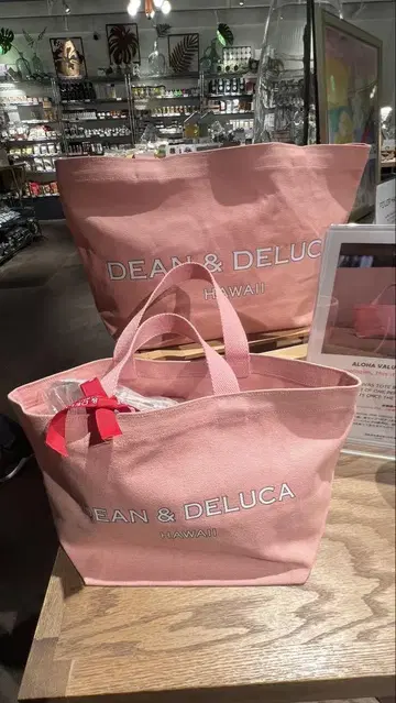 하와이 한정 DEAN & DELUCA 토트백 2점 세트 로얄 하와이안