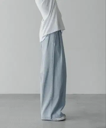 remer / 루즈 스타일리시 더블 턱 와이드 데님
