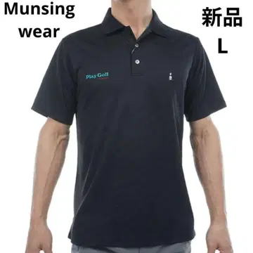 새상품 먼싱웨어 SEASON 로고 자카드 스트레치 반팔 피케 셔츠 L