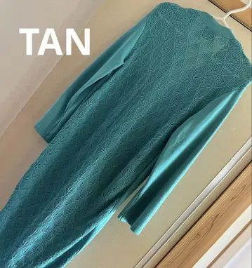 TAN tan 터콰이즈 뜨개 무늬 긴팔 가디건 일본제