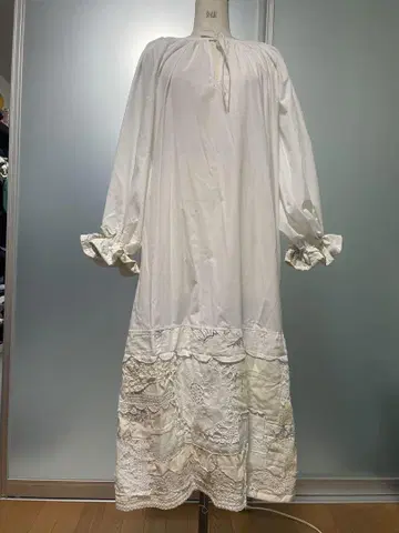 가격 인하! OPTIMIZER 화이트 빈티지 레이스 원피스 볼륨 소매