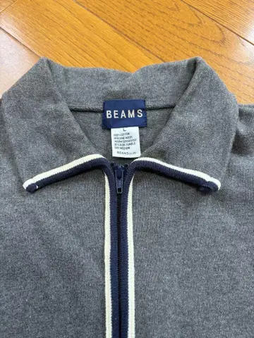 BEAMS 그레이 집업 가디건 L
