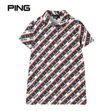 미사용 새상품 PING (핑) 바이어스 프린트 피케 셔츠 SS 레드