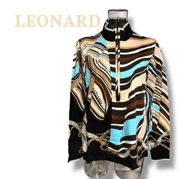 LEONARD 스트라이프 하프 지퍼 긴팔 셔츠