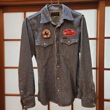 IRON HEART 스트라이프 긴팔 셔츠 SMALL