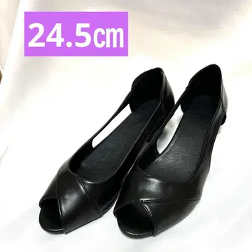 오픈토 펌프스 샌들 24.5cm 블랙 오피스 5cm 힐