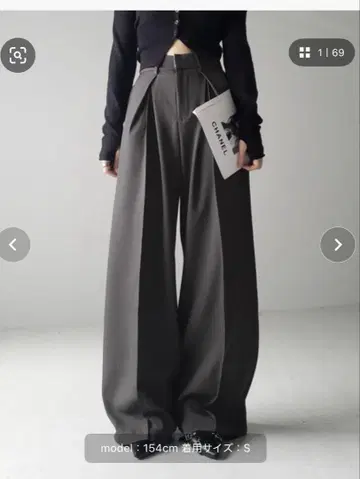 더블 턱 헤비 와이드 슬랙스 팬츠