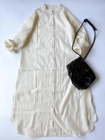 어반 리서치 아이템즈 긴팔 시어 셔츠 맥시 원피스 아이보리