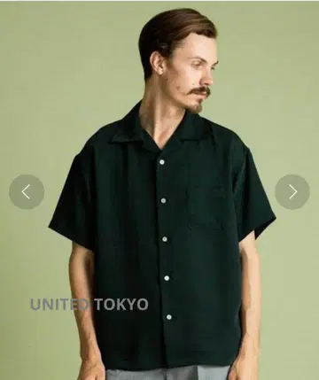 [새상품급] UNITED TOKYO 새틴 오픈 카라 셔츠 블랙