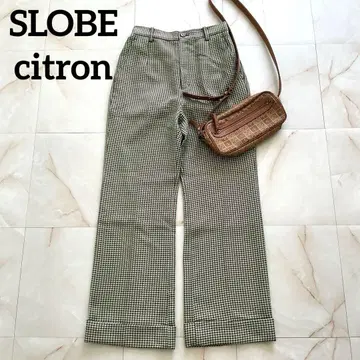 SLOBE citron. 하운드투스 패턴 팬츠 38 그린 x 브라운