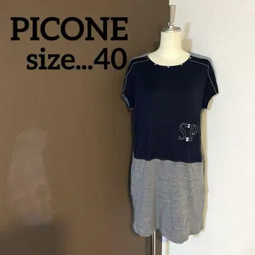 PICONE 피코네 절개 큐빅 반팔 네이비 원피스