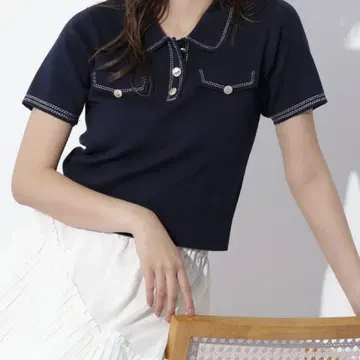 질 바이 질 스튜어트 스티치 폴로 니트